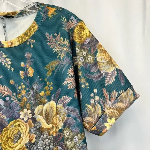 Asos Curve Womens A Line Dress Multicolor Floral Stretch Short Sleeve UK 14 - Picture 9 of 11